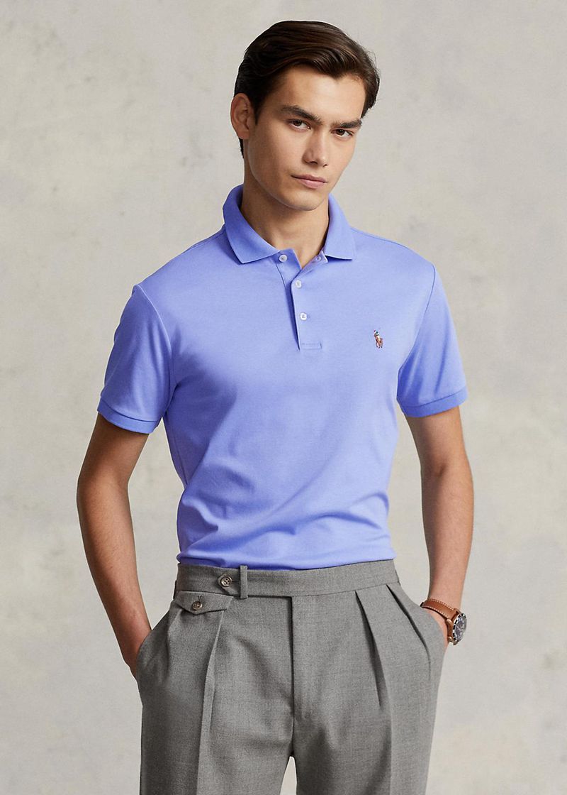 Poleras Polo Polo Ralph Lauren Hombre Custom Slim Fit Soft Cotton Chile Azules TIJUE-8345